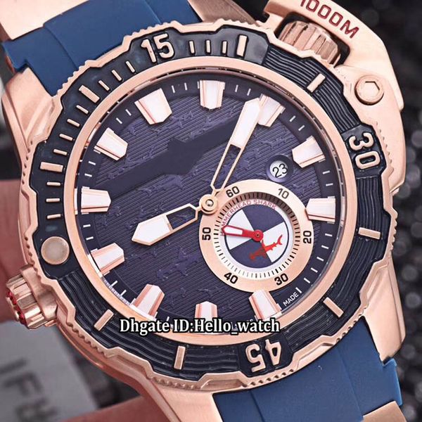 

46 мм Maxi Marine Diver 3203-500LE-3/93-HAMMER Синие диски Автоматические мужские часы Корпус из розового золота с каучуковым ремешком Спортивные мужские новые часы UN48