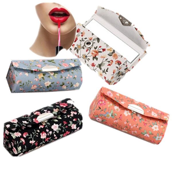

vintage folding lipstick storage boxes handmade cotton linen organizer with mirror flower pattern makeup box for women 2 3lx bb