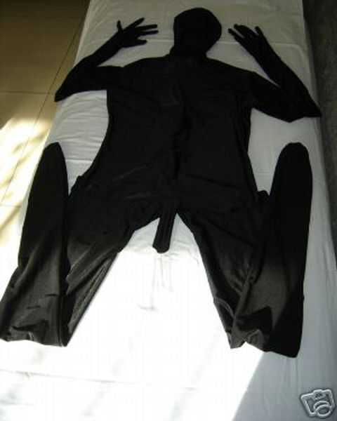 

black full body lycra spandex zentai suit penis catsuit size cos costume