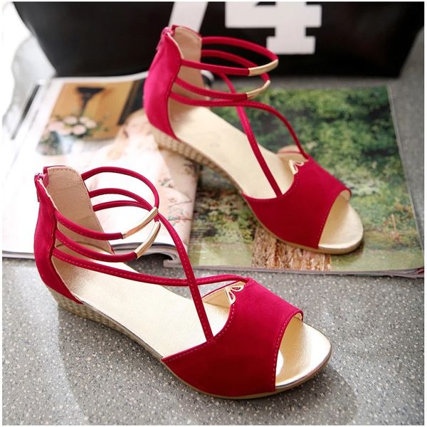 

women sandals wedge shoes women open toe high heels sandals ladies gladiator zip summer shoes women heels sandals, Black