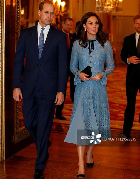 

blue lace dress elegant 2018 spring princess kate middleton same long sleeves formal midi dress ball gown, Black;gray