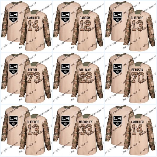 

2017 Camo Veterans Day Los Angeles Kings 52 Michael Amadio 22 Trevor Lewis 71 Torrey Mitchell 13 Kyle Clifford Hockey jerseys