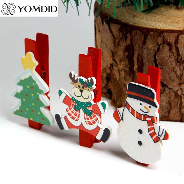 

12pcs christmas wooden clips creative ornaments colored wood clip p paper craft clips home wedding xmas party new year decor