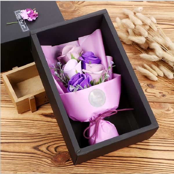 

мыло цветок подарочная коробка искусственный букет розы черный ящик 5 цветов небольшие подарки для любителей душистые цветы