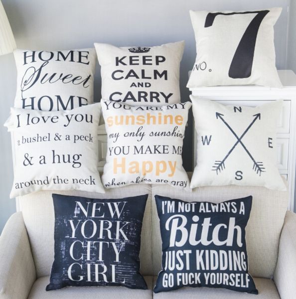 

linen letter pillow case cushion cover sofa bed nordic decorative pillow case wedding decorative pillowcase cushion covers