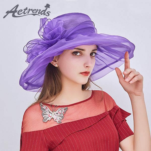 

aetrends] 2018 new vintage elegant double layers sun hats for women flower mesh beach caps summer hat z-6479, Blue;gray