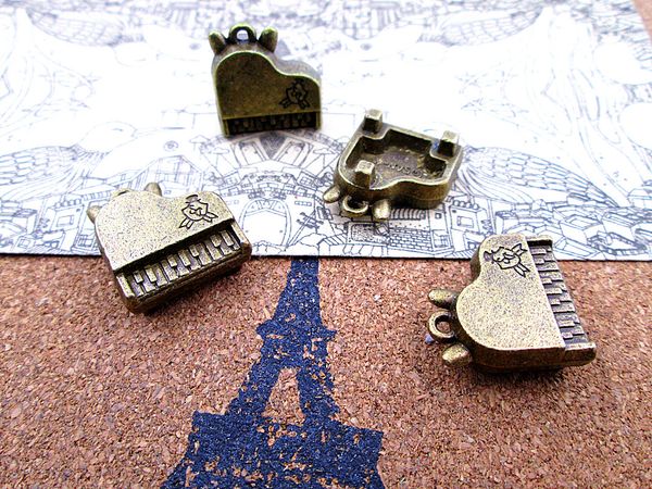 

12pcs new arrivals 19*18mm piano charm antique bronze 3d mini piano diy jewelry making, Bronze;silver