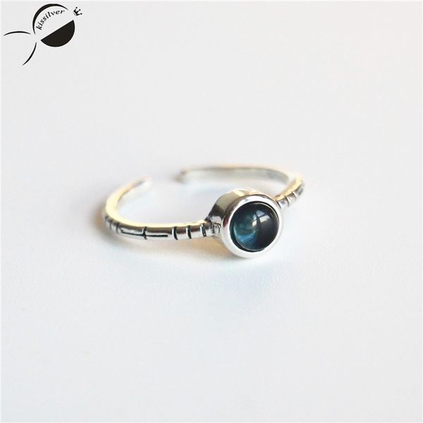 

women vintage rings silver s925 fashion jewelry round blue opal ring casual party jewelry lover gift women rings female silver, Golden;silver