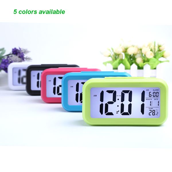 

smart sensor nightlight digital alarm clock with temperature thermometer calendar,silent desk table clock bedside wake up snooze