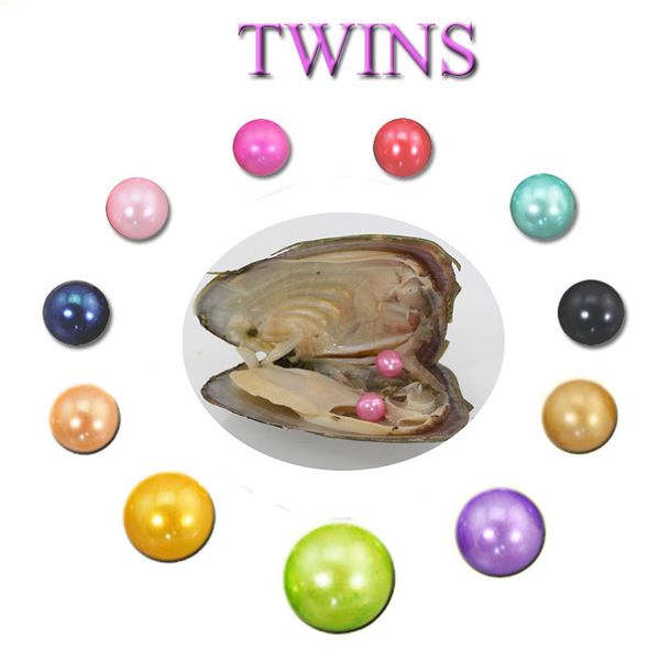 

2018 round oyster twins pearl 6-7mm 25 mix color freshwater natural pearl gift diy jewelry decorations vacuum packaging wholesale, White