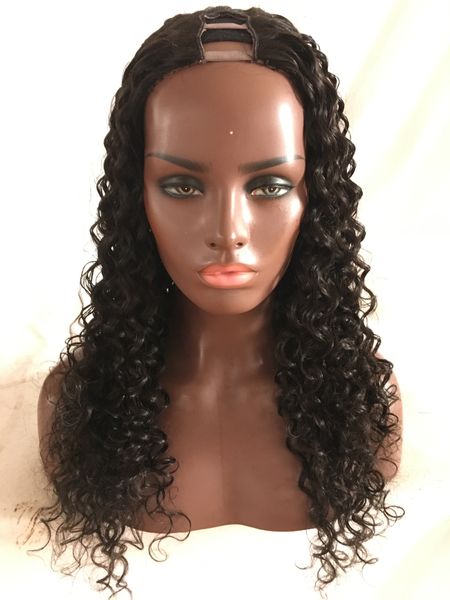 1x3 2x4 4x4 824 Zoll tiefes lockiges Echthaar brasilianisches reines Haar Mitte links rechts U-Teil Spitzenperücken für schwarze Frauen