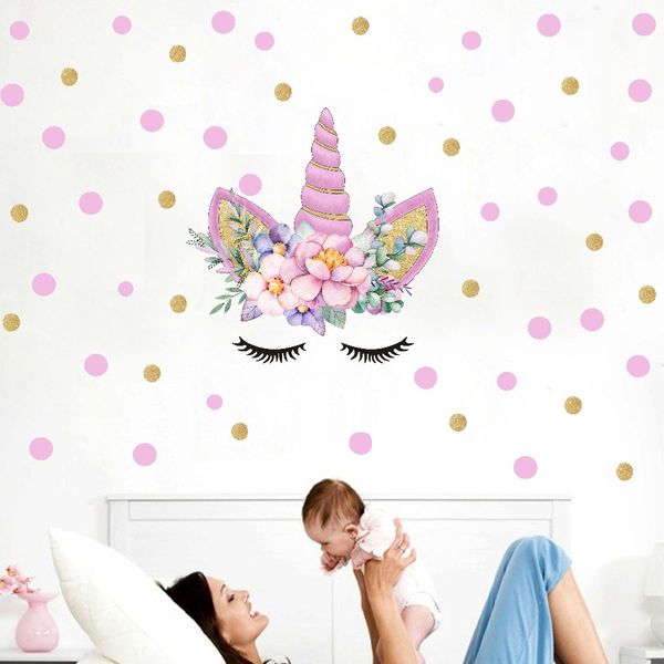 Colorful Flower Animal Horse Wall Stickers 3d Horse Diy Art Decals For Kids Room Girls Room Window Nursery Decor Birthday Gift Y18102209 Baby Room