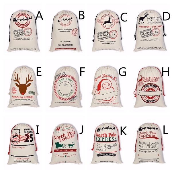 

24 style children christmas gift bags large organic heavy canvas bag for kids santa sack drawstring bag santa claus candy sack bags
