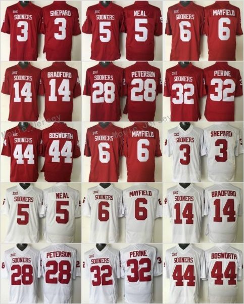 

Oklahoma Sooners 28 Adrian Peterson 32 Samaje Perine 14 Sam Bradford 6 Baker Mayfield 3 Sterling Shepard 5 Durron Neal 44 Brian Bosworth Col