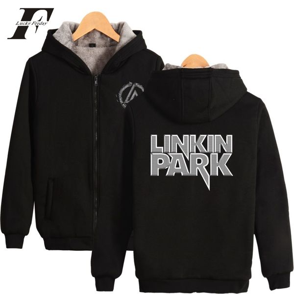 

2017 linkin park memorial chester winter hoodies clothes zipper cap hoodies men/women thick warm sweatshirt, Black