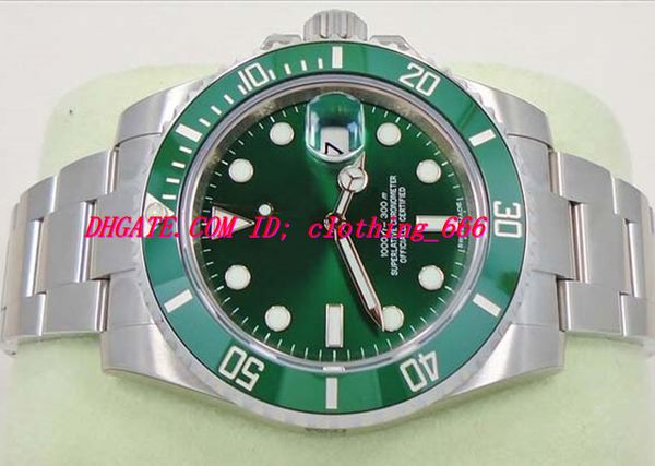 

коробка / сертификат роскошные часы стальной браслет зеленый циферблат керамический безель мужские часы 116610 40 мм механические автоматиче, Slivery;brown