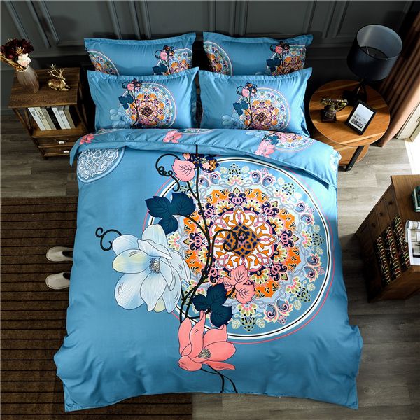 

new american printed bedspreads quilted quilt 2pcs pillowcase king queen full size duvet cover air conditioner blanket 4pcs/set