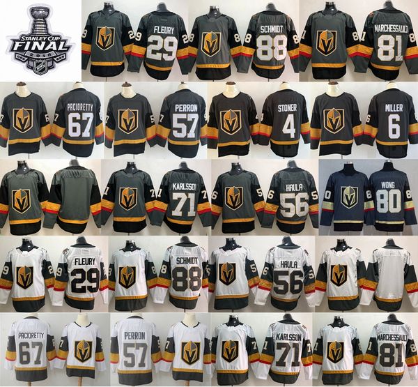 

2018 vegas golden knights 67 max pacioretty marc-andre fleury william karlsson perron jonathan marchessault erik haula schmidt hockey jersey, Black;red