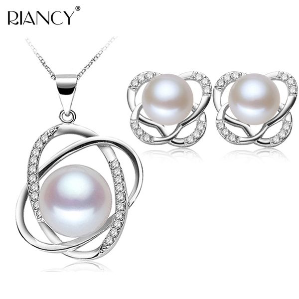 

real natural freshwater pearl jewelry sets,selling 925 sterling silver jewelry sets for women,fashion fine gift, Black