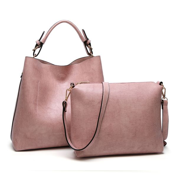 

2pcs/sets women handbags leather shoulder bags female large capacity casual tote bag bucket purses and handbags sac femme