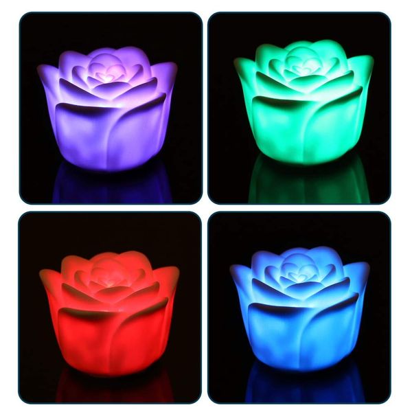 

changing 7 colors rose flower led light night candle light lamp romantic