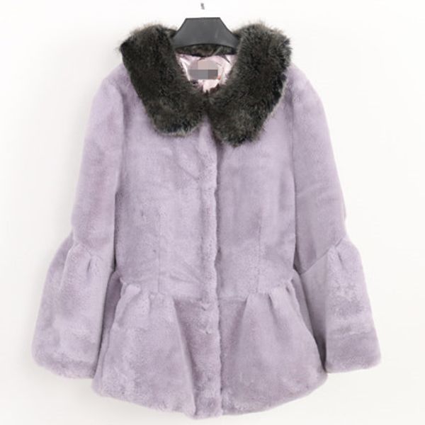 

2018 slim-fit fox fur collar faux rabbit fur coat n29, Black