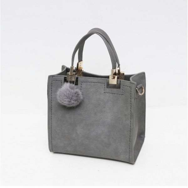 

women brand handle bags leather fashion handbags large solid shopping tote with tassel fur ball shoulder bag messenger bags