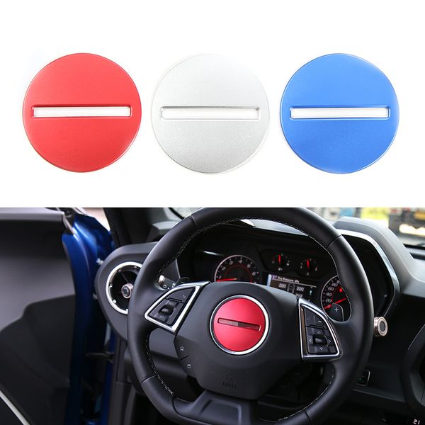 

aluminium alloy car steering wheel decoration sticker for chevrolet camaro 2017 up car styling auto interior accessories
