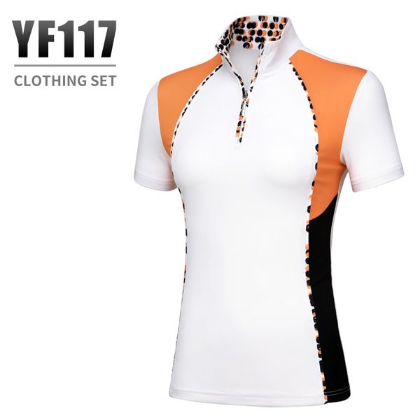 

2018 pgm women's golf apparel sports suit summer breathable t-shirt short sleeves blouse dot slim skirt size xs-xl, Black;blue