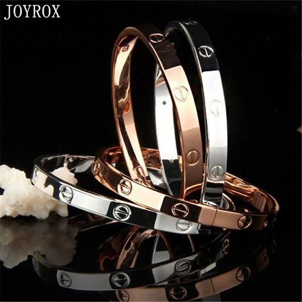

whole salejoyrox 2017 fashion rose gold silver bracelet for women charm titanium lover wedding party bracelets&bangles pulseiras jewelry, Black