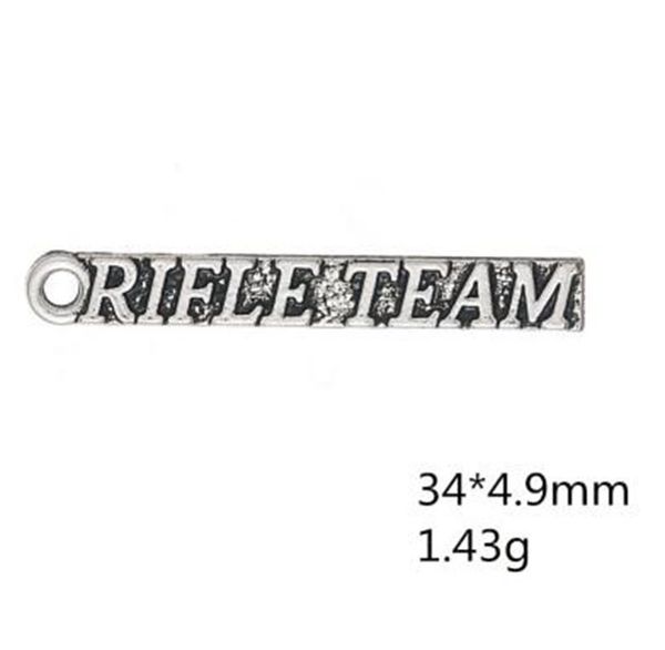

2021 tibetan silver plated vintage words rifle team charms 34*4.9mm diy letters pendants wholesale jewelry making, Bronze;silver