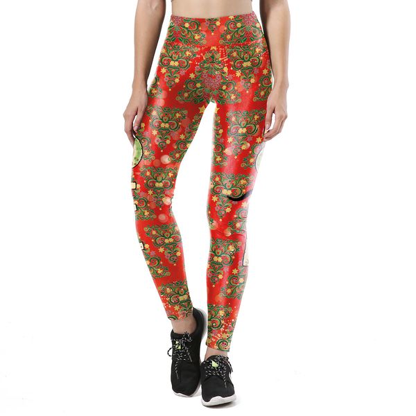 

jigerjoger 2017 new 3d digital print skinny leggings red retro vintage flower pattern xmas sports yoga workout gym fitness tight, Black;blue