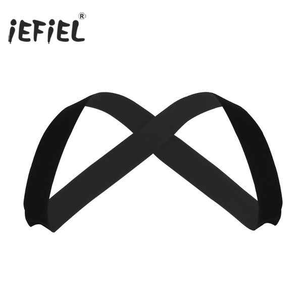 

iefiel mens strong nylon x-shape back elastic shoulder body chest muscle harness costume belt bondage night party clubwear, Black