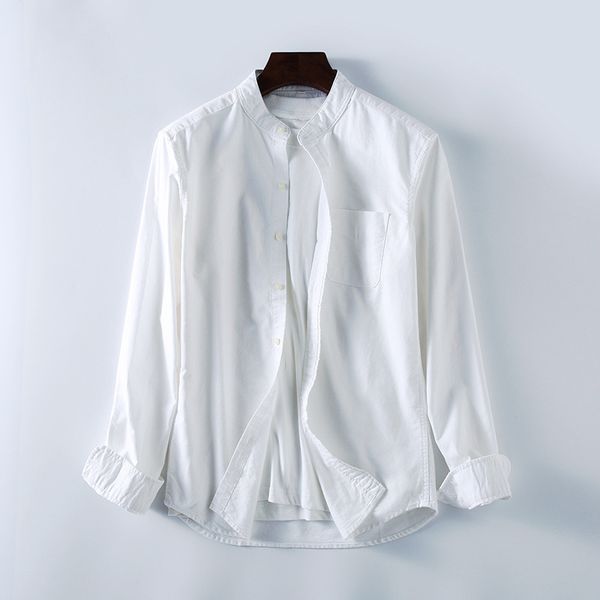 

100% cotton long sleeve men white shirts classic chinese mandarin collar solid color slim soft mens casual dress shirts camisas, White;black