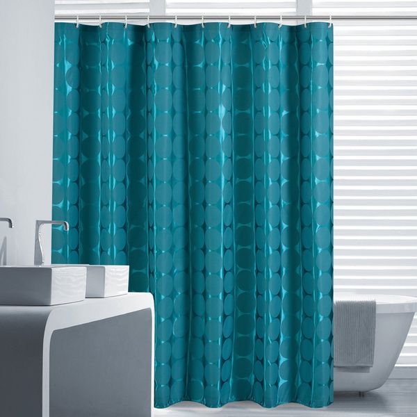 

dark green round pattern polyester bathroom waterproof shower curtains with plastic hooks for home use bathroom products