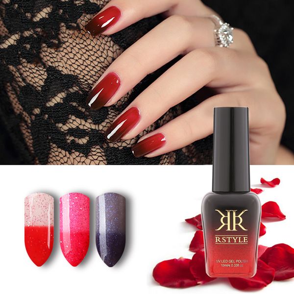 

rstyle t01-60 10ml nail gel uv gel nail polish vernis permanent temperature color change varnish soak off polish