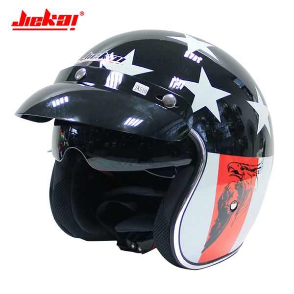 

jiekai motorcycle helmet retro motorbike 3/4 open face helmet vintage casco es de motociclista half for scooter