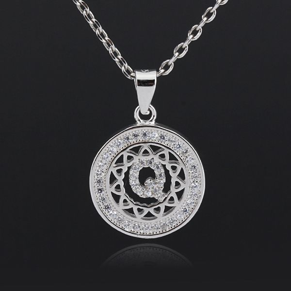 

factory fashion 925 sterling silver letter q pendant jewelry cz necklace for women