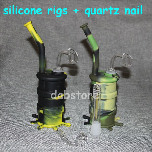 Venda quente Silicone Barrel Rigs Mini Plataforma de Silicone Dab Jar Bongs Jar tubulação de Água de Silício Oil Drum Rigs quartz nails frete grátis DHL