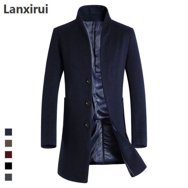 

2018 new winter men wool trench coat men long trench slim fit overcoat coats fashion outerwear, Tan;black