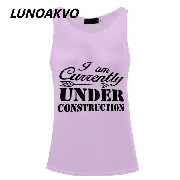 

i am currently under construction flowy tank workout women tank top, White