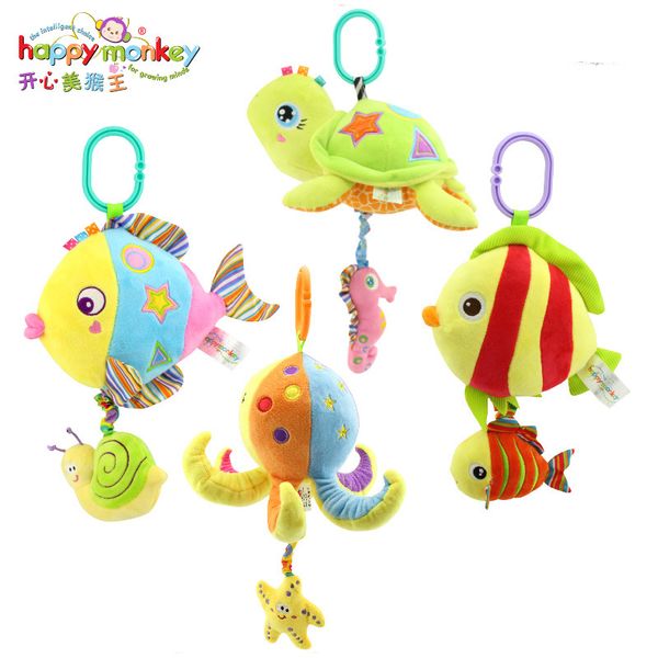 Baby Monkey Pull Bell Plush Toy Children Rattle Toys