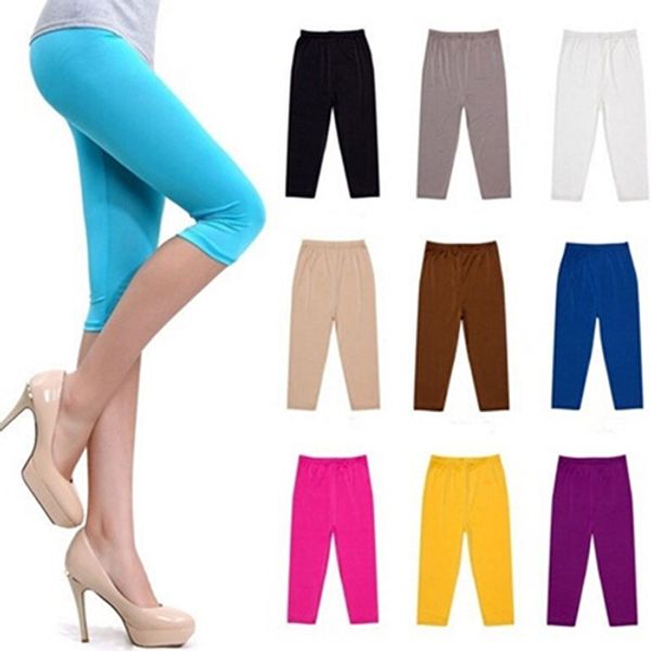 

wholesale- women girl candy color capris cropped tight shorts, White;black