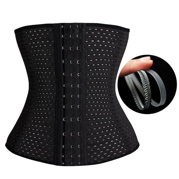 

belly waist trainer corset tummy girdle plus size steel bone workout waist cincher women slim body shaper trainer corsets, Black;white