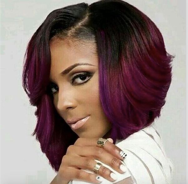 

synthetic wigs for black women red wig dark roots natural hair wig female hair sale