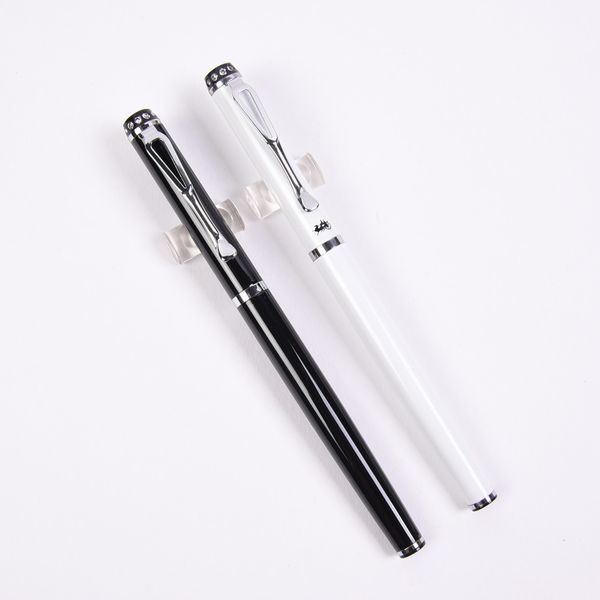 

2pcs/lot jinhao luxury black white senior extra fine nib 0.38mm fountain pen metal ink pen for writing couple pens for gift