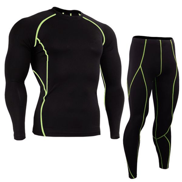

yanqin new compression fitness tight sets t-shirt and joggers leggings men's sportswear quite dry gyms clothing workout suit, White;black