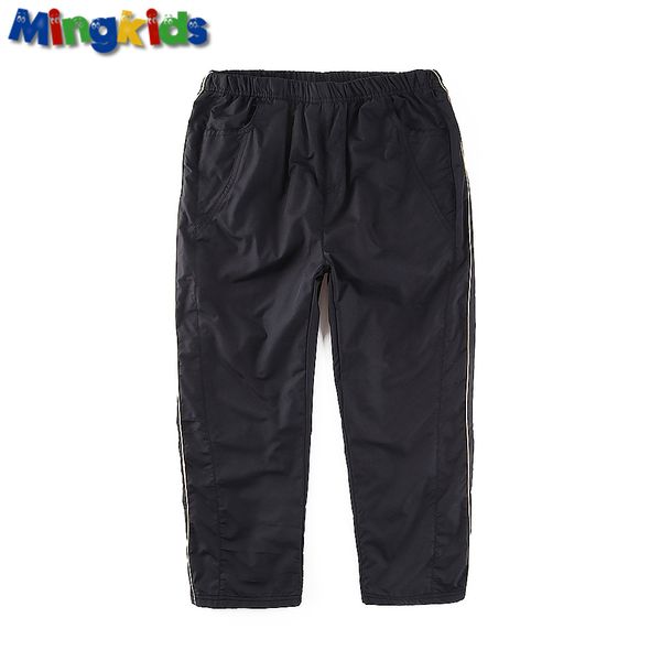 

mingkids waterproof windproof boy warm autumn spring full fleece lining sports ski rain pants capris straight clearance, Blue