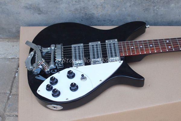 

short scale length ric ken john lennon 325c64 jetglo 6 string black electric guitar bigs tremolo tailpiece dot fingerboard inlay 3 pickups