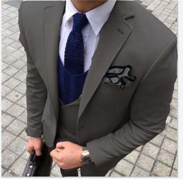

2018 custom-made smoking gray men suit groom wedding suits slim fit 3 piece tuxedo prom terno masculino jacket pants vest, White;black